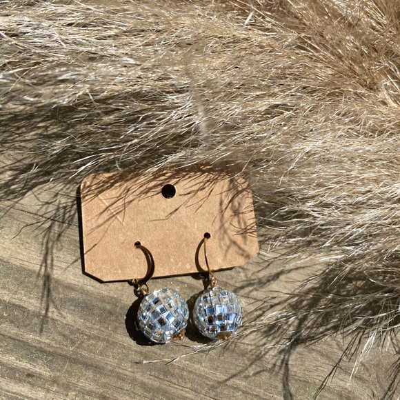 Rhinestone Disco Ball Earrings - Picture 3 of 4